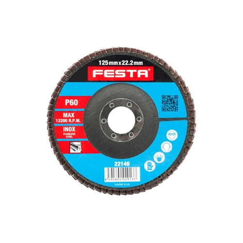 FESTA Lamellás csiszolókorong 125 x 22,2 mm P60 inox