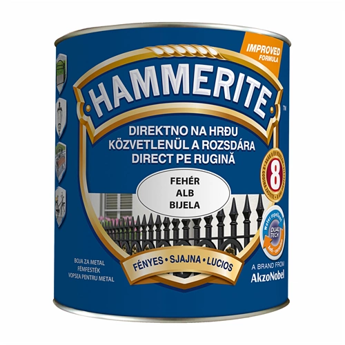 Hammerite fémfesték fényes FEHÉR 2,5L Hammerite fémfesték fényes FEHÉR 2,5L