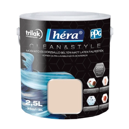 Héra Clean&Style Extra beltéri falfesték BUBBLE TEA 2,5L Héra Clean&Style Extra beltéri falfesték BUBBLE TEA 2,5L