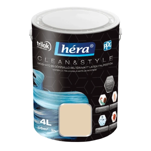 Héra Clean&Style Extra beltéri falfesték CREME BRULÉE 4L Héra Clean&Style Extra beltéri falfesték CREME BRULÉE 4L