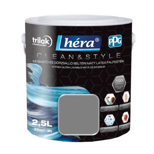 Héra Clean&Style Extra beltéri falfesték ÉJFARKAS 2,5L Héra Clean&Style Extra beltéri falfesték ÉJFARKAS 2,5L