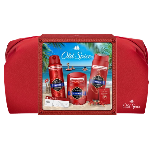 Old Spice Captain ajándékcsomag neszeszerrel (deo spray&stift&tusfürdő) 2025