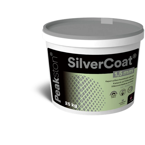 Peakston Silver Coat szilikon vékonyvakolat 1,5 kap. 2,0 dörzs. 25kg Peakston Silver Coat szilikon vékonyvakolat 1,5 kap. 2,0 dörzs. 25kg