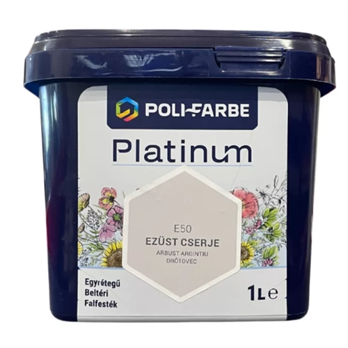 Poli-Farbe Platinum E50 EZÜST CSERJE 1L