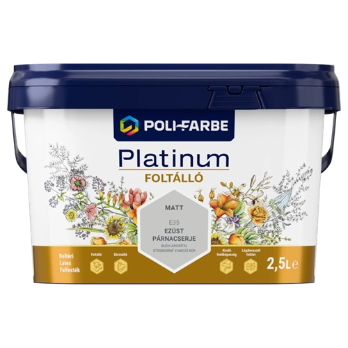 Poli-Farbe Platinum Foltálló E35 EZÜST PÁRNACSERJE 2,5L