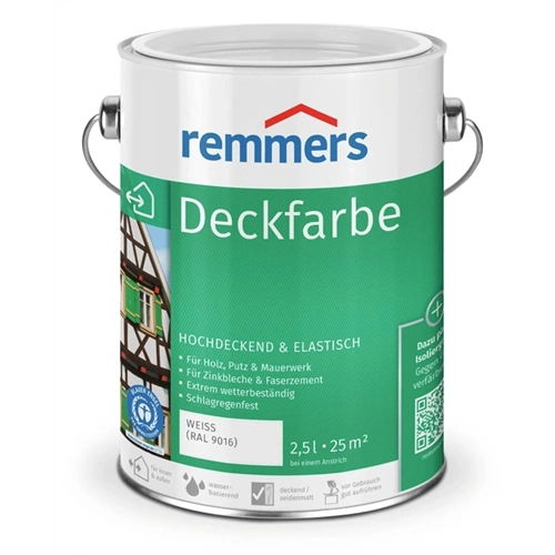 Remmers Deckfarbe vizesbázisú, időjárásálló fedőfesték FEHÉR 2,5l