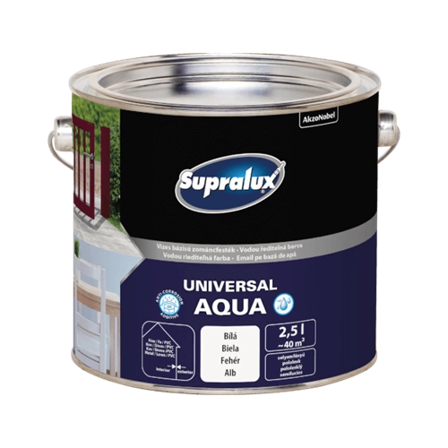 Supralux Universal Aqua selyemfényű zománcfesték FEHÉR 2,5L