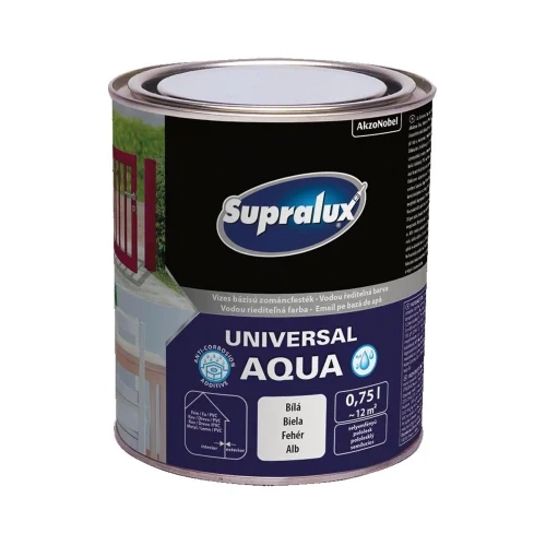 Supralux Universal Aqua selyemfényű zománcfesték FEHÉR 750ml