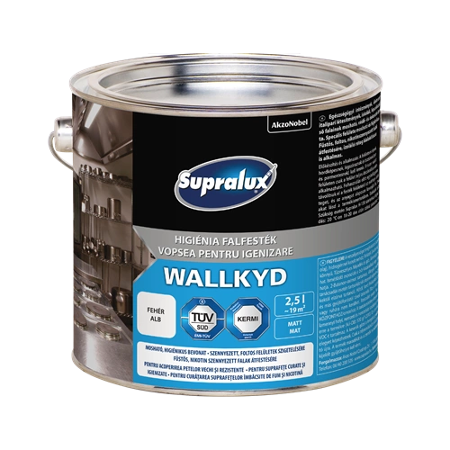 Supralux Wallkyd higiéniai beltéri falfesték fehér 2,5L Supralux Wallkyd higiéniai beltéri falfesték fehér 2,5L