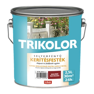 Trikolor selyemfényű kerítésfesték ANGOLVÖRÖS 2,5L