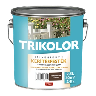 Trikolor selyemfényű kerítésfesték GESZTENYEBARNA 2,5L Trikolor selyemfényű kerítésfesték GESZTENYEBARNA 2,5L