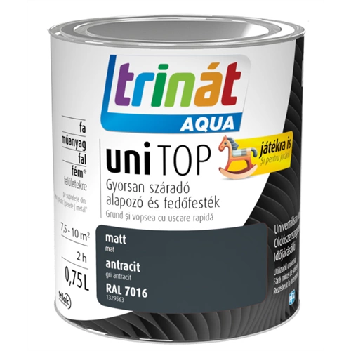 Trinát Aqua Unitop matt alapozó és fedőfesték RAL 7016 ANTRACIT 750ml Trinát Aqua Unitop matt alapozó és fedőfesték RAL 7016 ANTRACIT 750ml