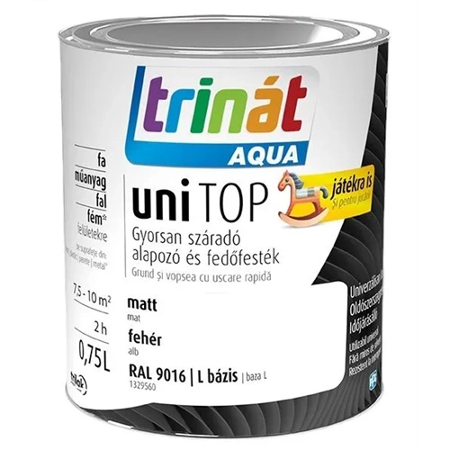 Trinát Aqua Unitop matt zománcfesték RAL 9016 FEHÉR "L" bázis 750ml