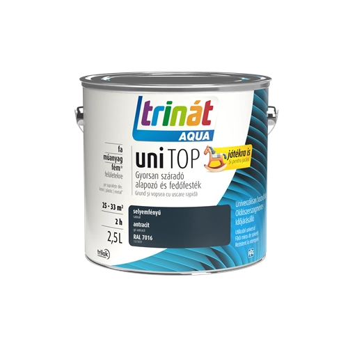 Trinát Aqua Unitop selyemfényű alapozó és fedőfesték RAL 7016 ANTRACIT 2,5L Trinát Aqua Unitop selyemfényű alapozó és fedőfesték RAL 7016 ANTRACIT 2,5L