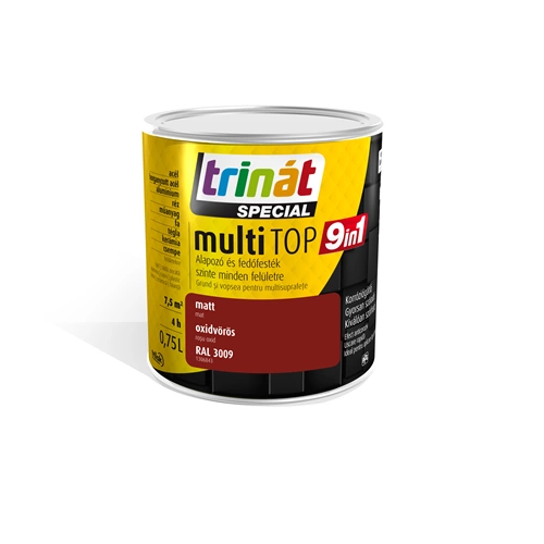Trinát Multitop 9in1 alapozó- és fedőfesték 3009 OXIDVÖRÖS 750ml Trinát Multitop 9in1 alapozó- és fedőfesték 3009 OXIDVÖRÖS 750ml