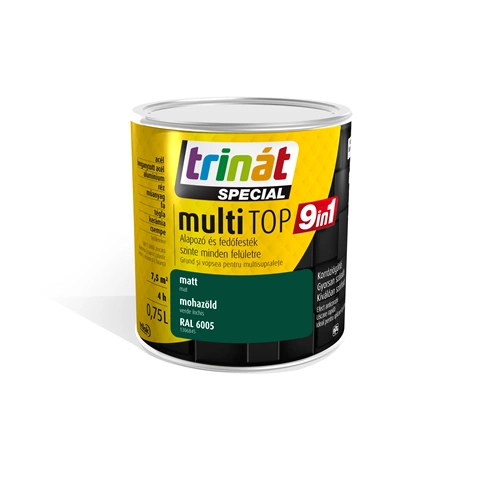 Trinát Multitop 9in1 alapozó- és fedőfesték 6005 MOHAZÖLD 750ml Trinát Multitop 9in1 alapozó- és fedőfesték 6005 MOHAZÖLD 750ml
